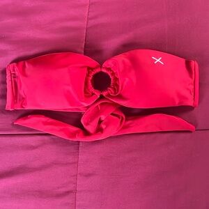 Rose Red Solid Hoop Bikini Top